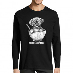 T-shirt homme manches longues noir Soupe Doggy Dog (Gondrax,Animaux,Humour)
