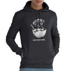 Sweat homme à capuche coton bio gris anthracite Soupe Doggy Dog (Gondrax,Animaux,Humour)