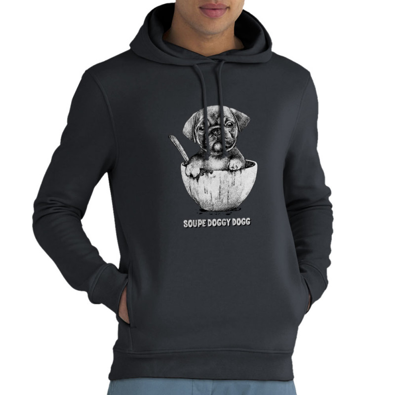 Sweat homme à capuche coton bio gris anthracite Soupe Doggy Dog (Gondrax,Animaux,Humour)