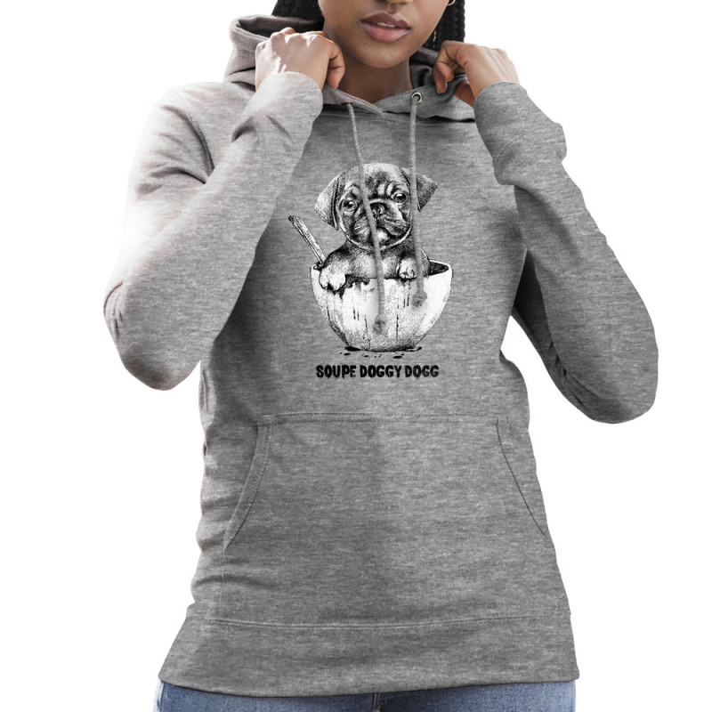 Sweat femme à capuche gris chiné Soupe Doggy Dog (Gondrax,Animaux,Humour)