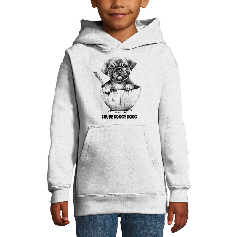Sweat enfant à capuche blanc Soupe Doggy Dog (Gondrax,Animaux,Humour)
