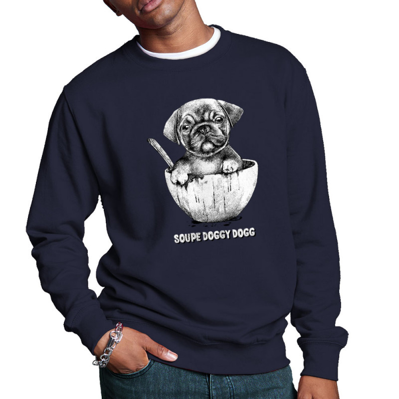 Sweat homme col rond bleu marine Soupe Doggy Dog (Gondrax,Animaux,Humour)