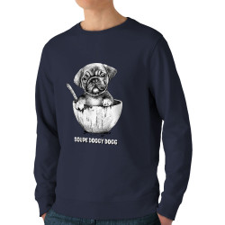 Sweat homme bio col rond bleu marine Soupe Doggy Dog (Gondrax,Animaux,Humour)