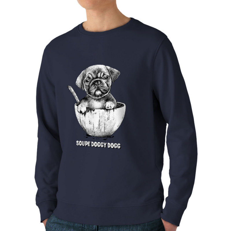 Sweat homme bio col rond bleu marine Soupe Doggy Dog (Gondrax,Animaux,Humour)