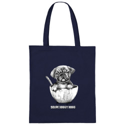 Sac shopping en toile bleu marine Soupe Doggy Dog (Gondrax,Animaux,Humour)
