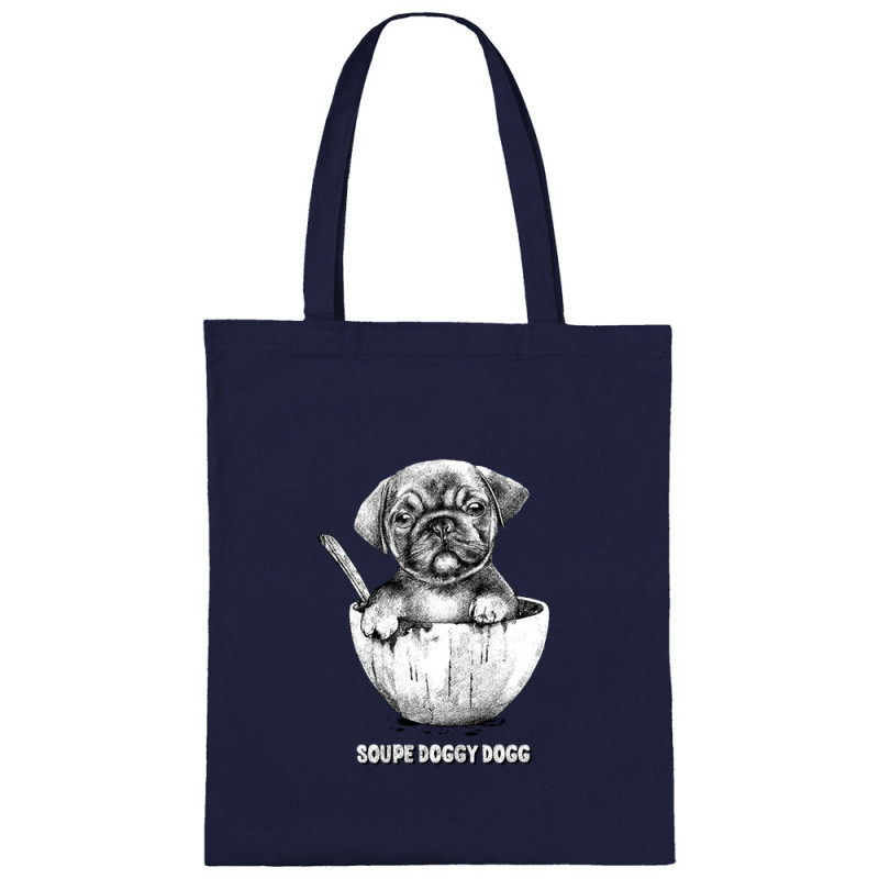 Sac shopping en toile bleu marine Soupe Doggy Dog (Gondrax,Animaux,Humour)