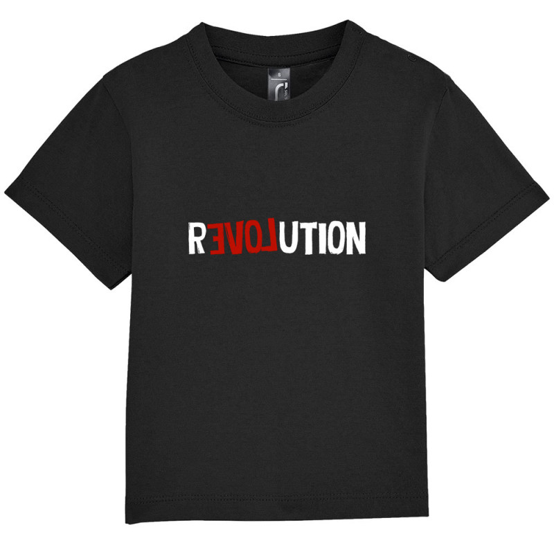 T-shirt bébé noir Revolution Love (Andy,Slogans engagés)