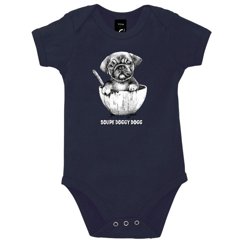 Body bébé bleu marine Soupe Doggy Dog (Gondrax,Animaux,Humour)