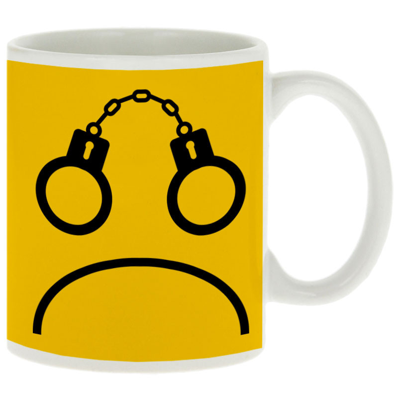 Mug blanc Menottes smiley (Gondrax,Slogans engagés,Humour)