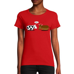 T-shirt femme coton bio rouge Viking (Gondrax,Animaux,Humour)