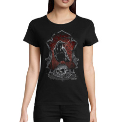T-shirt femme coton bio noir Diabolik Evil Crow (Simon,Diabolik,Têtes de morts,Enfer)