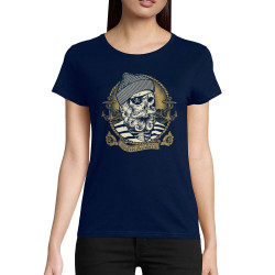 T-shirt femme coton bio bleu marine Santa Muerte - Dead Fisherman (Simon,Santa Muerte,Têtes de morts)