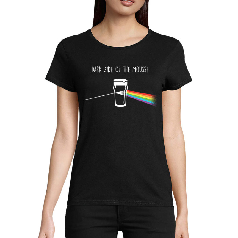 T-shirt femme coton bio noir Dark side of the mousse (Guiton,Simon,Alcool,Humour)