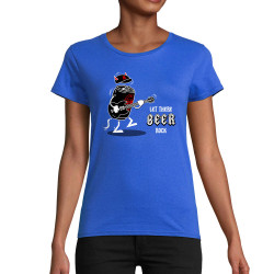 T-shirt femme coton bio bleu royal Let There Beer Rock (Gondrax,Alcool,Rock & Punk,Humour)