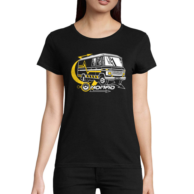 T-shirt femme coton bio noir Nomad (E Cone,teufeur)