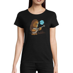 T-shirt femme coton bio noir Chewbacca Blues (Le Duc,Films/Séries,Star Wars)