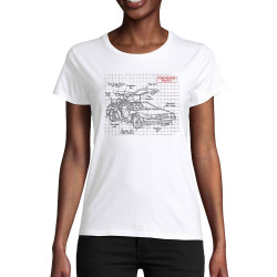 T-shirt femme coton bio blanc Dolorean Plan (Le Duc,Films/Séries)