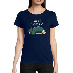 T-shirt femme coton bio bleu marine Not Today (Le Duc,Animaux,Humour,Chats,Manga Kawaï japan)