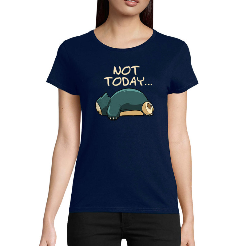T-shirt femme coton bio bleu marine Not Today (Le Duc,Animaux,Humour,Chats,Manga Kawaï japan)