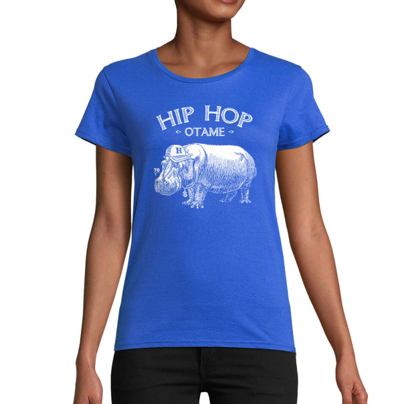 T-shirt femme coton bio bleu royal Hip Hop Otame (Gondrax,Animaux,Humour,Les Bébêtes)