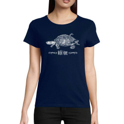 T-shirt femme coton bio bleu marine Mobil Home (Gondrax,Animaux,Humour,Les Bébêtes)