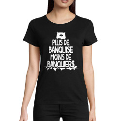 T-shirt femme coton bio noir Plus de banquise (Gondrax,Slogans engagés,Ecologie)
