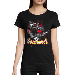 T-shirt femme coton bio noir Goldorock (Simon,Gondrax,Films/Séries,Rock & Punk,Enfer,Manga Kawaï japan,Détournements)
