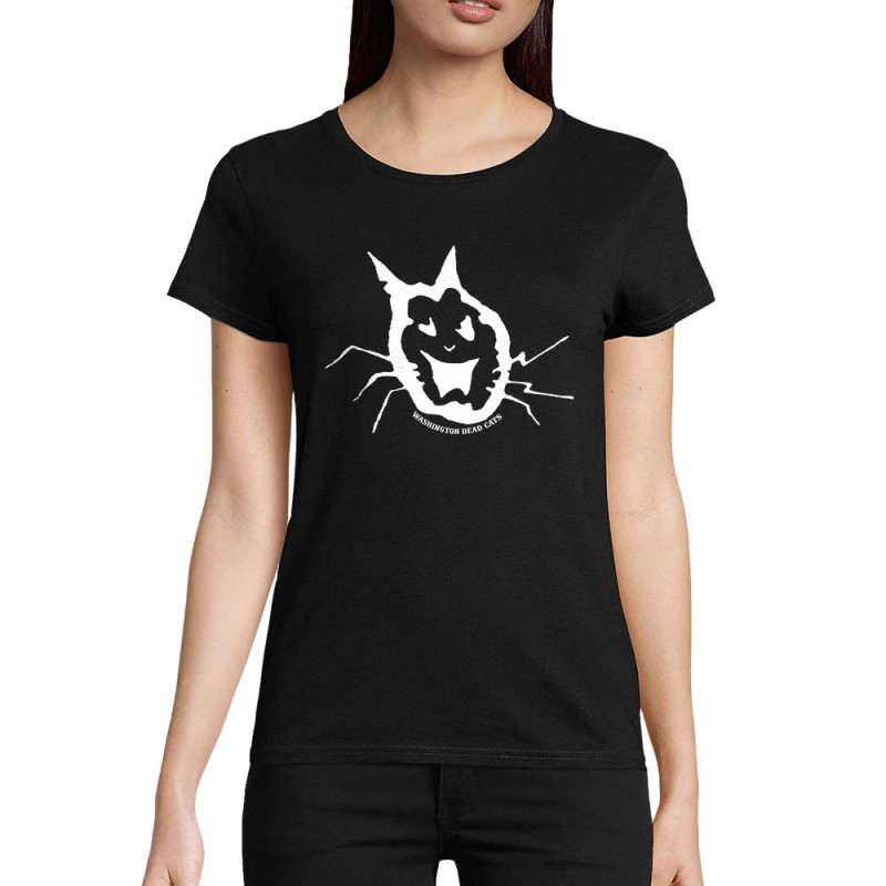 T-shirt femme coton bio noir Washington Dead Cats - Old School Cat (Washington Dead Cats)