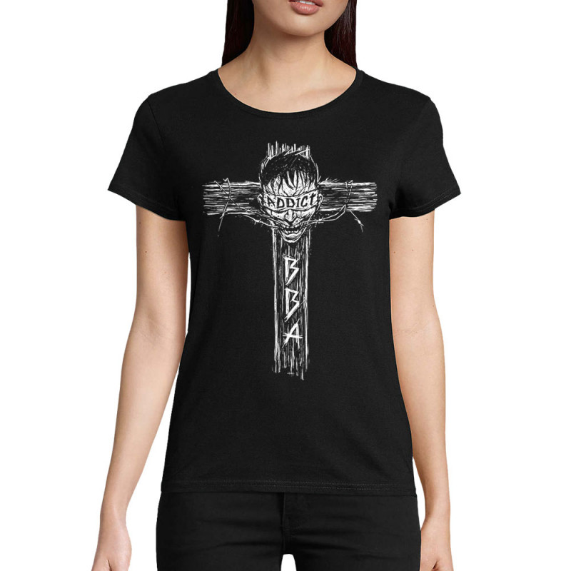 T-shirt femme coton bio noir Black Bomb A - Addict (Black Bomb A)