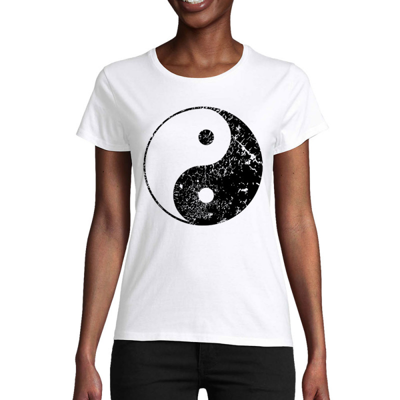 T-shirt femme coton bio blanc Ying Yang (Ethnique)