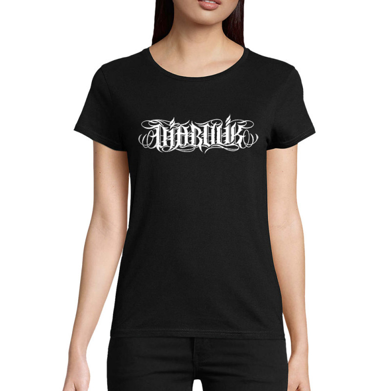 T-shirt femme coton bio noir Wire Lettering (Diabolik)