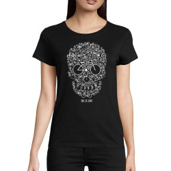 T-shirt femme coton bio noir Bike or Death (Caffein Art,Ecologie,Têtes de morts,Vélo)