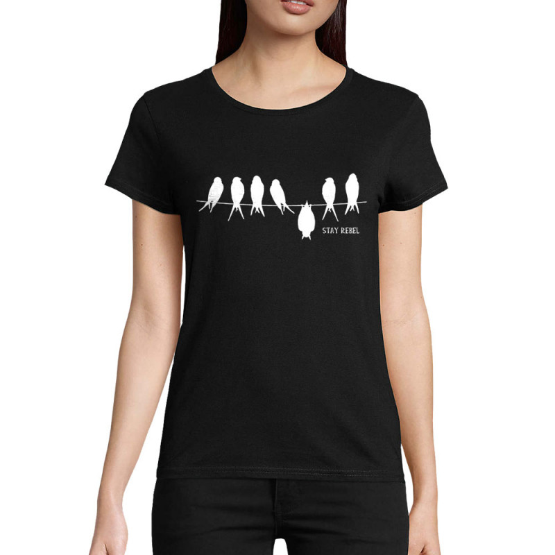 T-shirt femme coton bio noir Stay Rebel (Gondrax,Animaux,Humour,Stay)