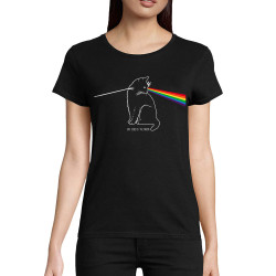 T-shirt femme coton bio noir Cat Side of the Moon (Gondrax,Animaux,Humour,Chats)