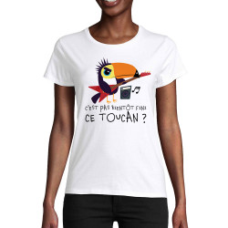 T-shirt femme coton bio blanc Fini ce toucan (Andy,Animaux,Humour)