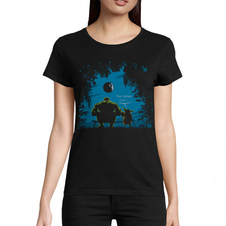 T-shirt femme coton bio noir Hulk Father (Trabe,Humour,Films/Séries,Star Wars)