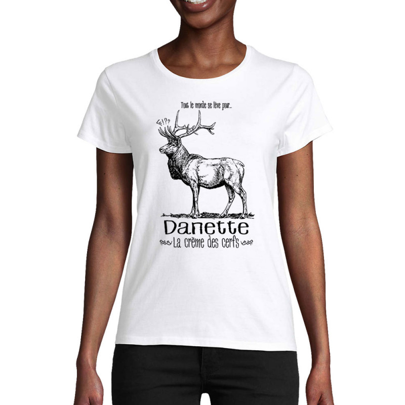 T-shirt femme coton bio blanc La crème des cerfs (Gondrax,Les Bébêtes,Animaux)