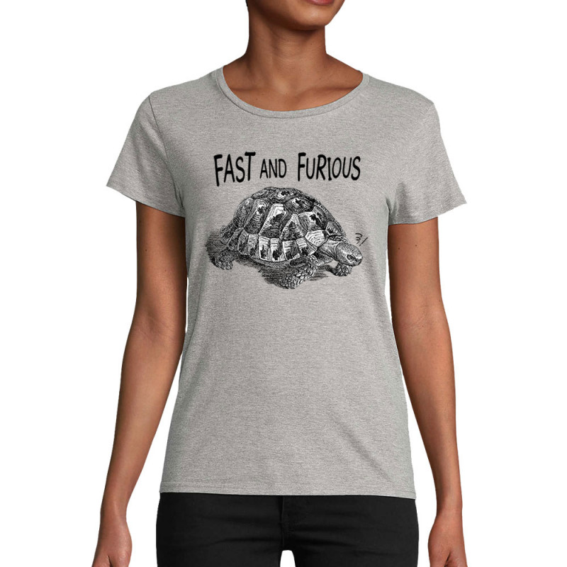 T-shirt femme coton bio gris chiné Fast and furious 3 (Gondrax,Les Bébêtes,Animaux,Humour)