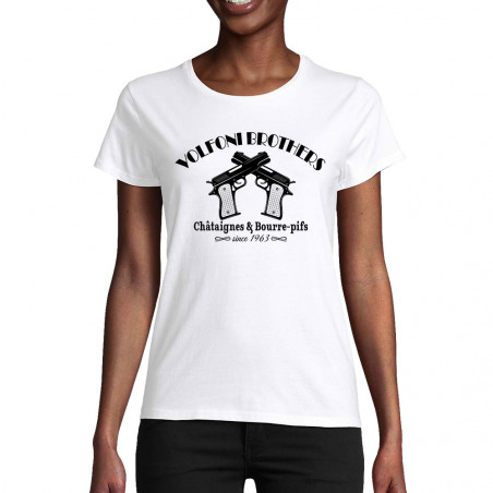 T-shirt femme coton bio blanc Volfoni Brothers (Andy,Films/Séries,Les Tontons Flingueurs)