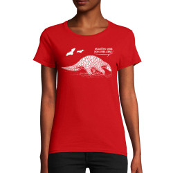 T-shirt femme coton bio rouge Pangolin Fallait pas nous faire chier (Gondrax,Les Bébêtes,Animaux,Humour)