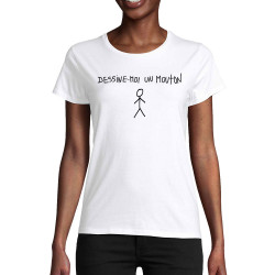 T-shirt femme coton bio blanc Dessine moi un mouton (Gondrax,Humour,Slogans engagés)