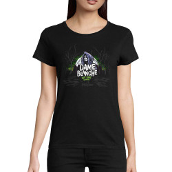 T-shirt femme coton bio noir Dame Blanche (Mélusine,Alcool)