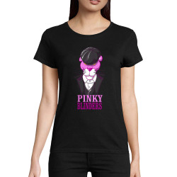 T-shirt femme coton bio noir Pinky Blinders (Mr Mouton,Animaux,Films/Séries)