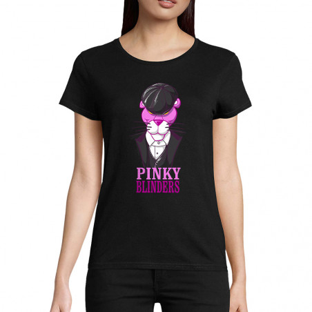 T-shirt femme coton bio noir Pinky Blinders (Mr Mouton,Animaux,Films/Séries)