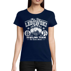 T-shirt femme coton bio bleu marine Big Lebowski College (Films/Séries)