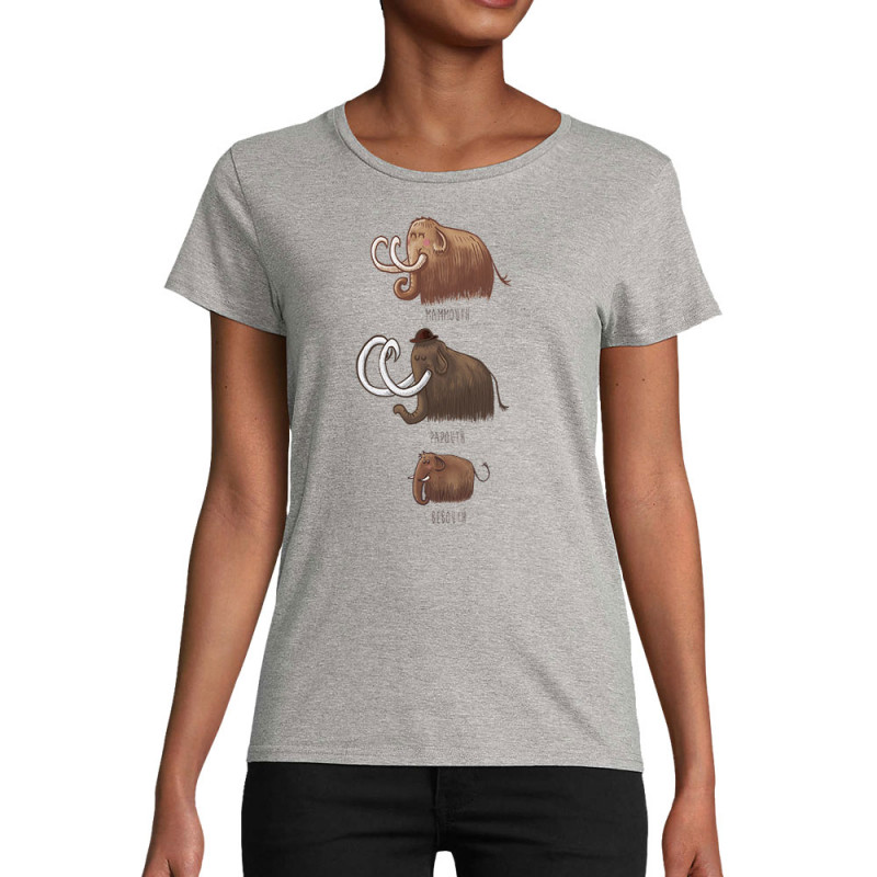 T-shirt femme coton bio gris chiné Mammouth Family (Mr Mouton,Animaux)