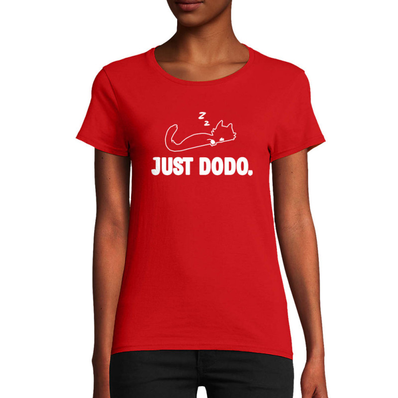T-shirt femme coton bio rouge Just dodo (Blacksquare,Animaux,Chats)