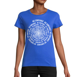 T-shirt femme coton bio bleu royal Aie confiance (Gondrax,Slogans Débiles,Humour)