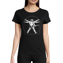 T-shirt femme coton bio noir Vitruve Rock (Gondrax,Rock & Punk,Musée,Humour,Homme de Vitruve)