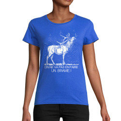 T-shirt femme coton bio bleu royal En faire un brame (Gondrax,Les Bébêtes,Humour,Animaux)